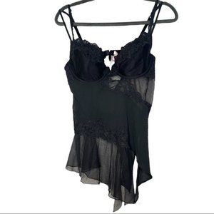 Vintage Victoria’s secret’s silk black sheer slip top Y2K